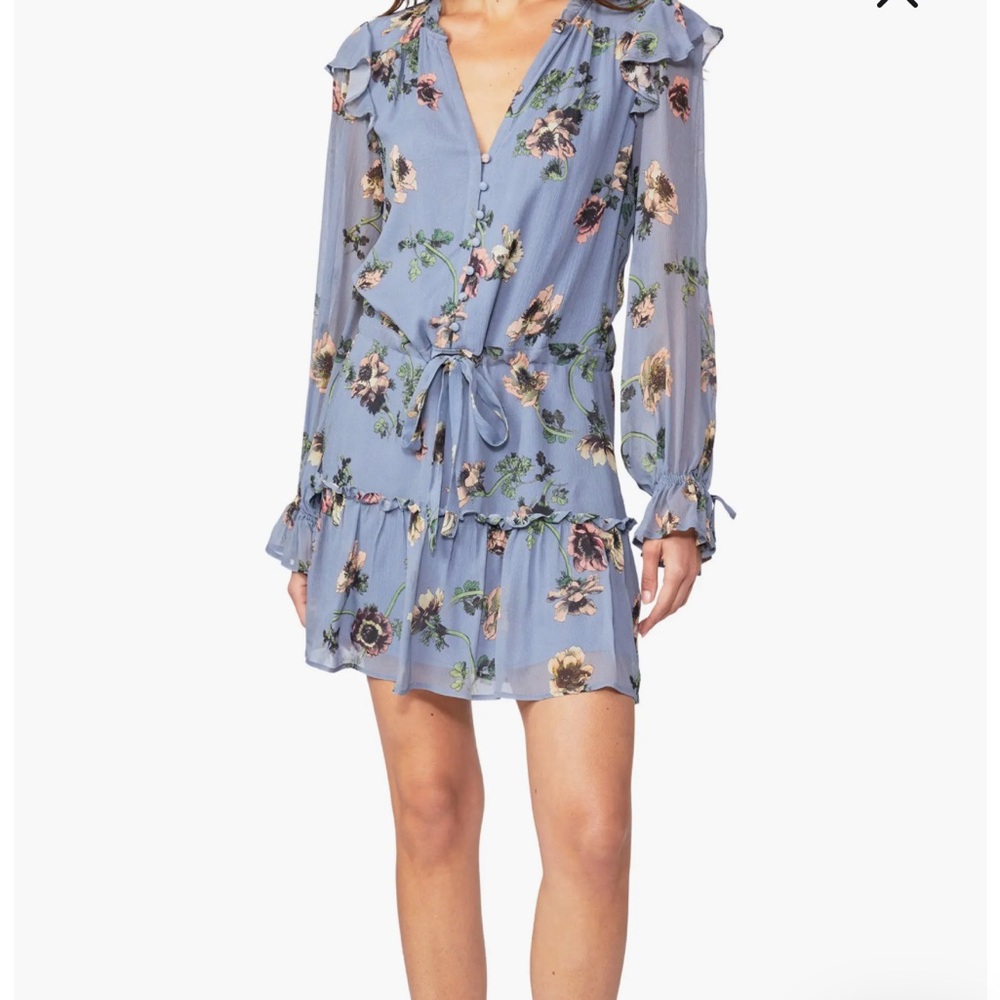 PAIGE Pomello Long Sleeve Silk Minidress